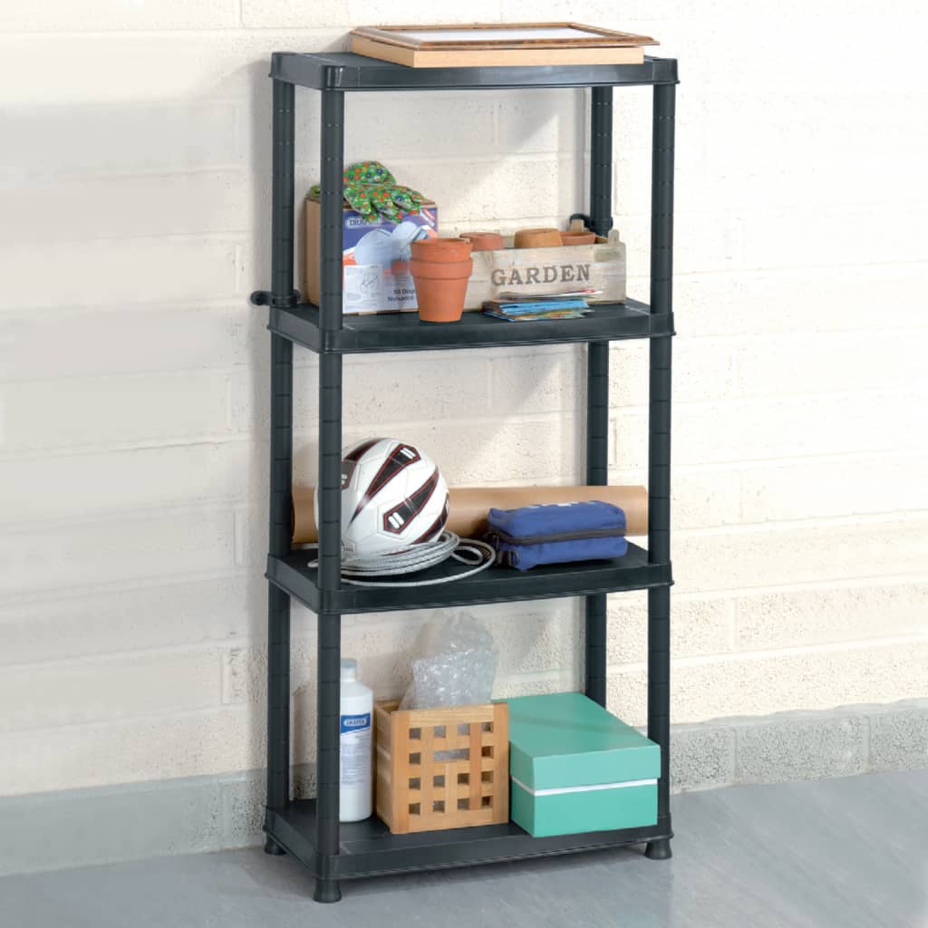 Rack de stockage Vidaxl 4 couches 61x30.5x130 cm Plastique noir