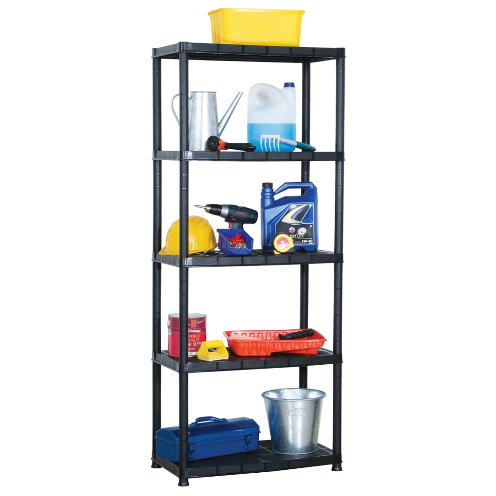 Rack de stockage Vidaxl 5 couches 71x38x170 cm Noir en plastique