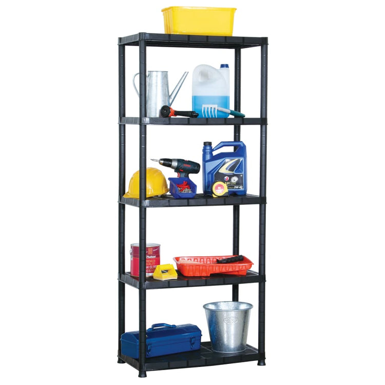 Rack de stockage Vidaxl 5 couches 71x38x170 cm Noir en plastique
