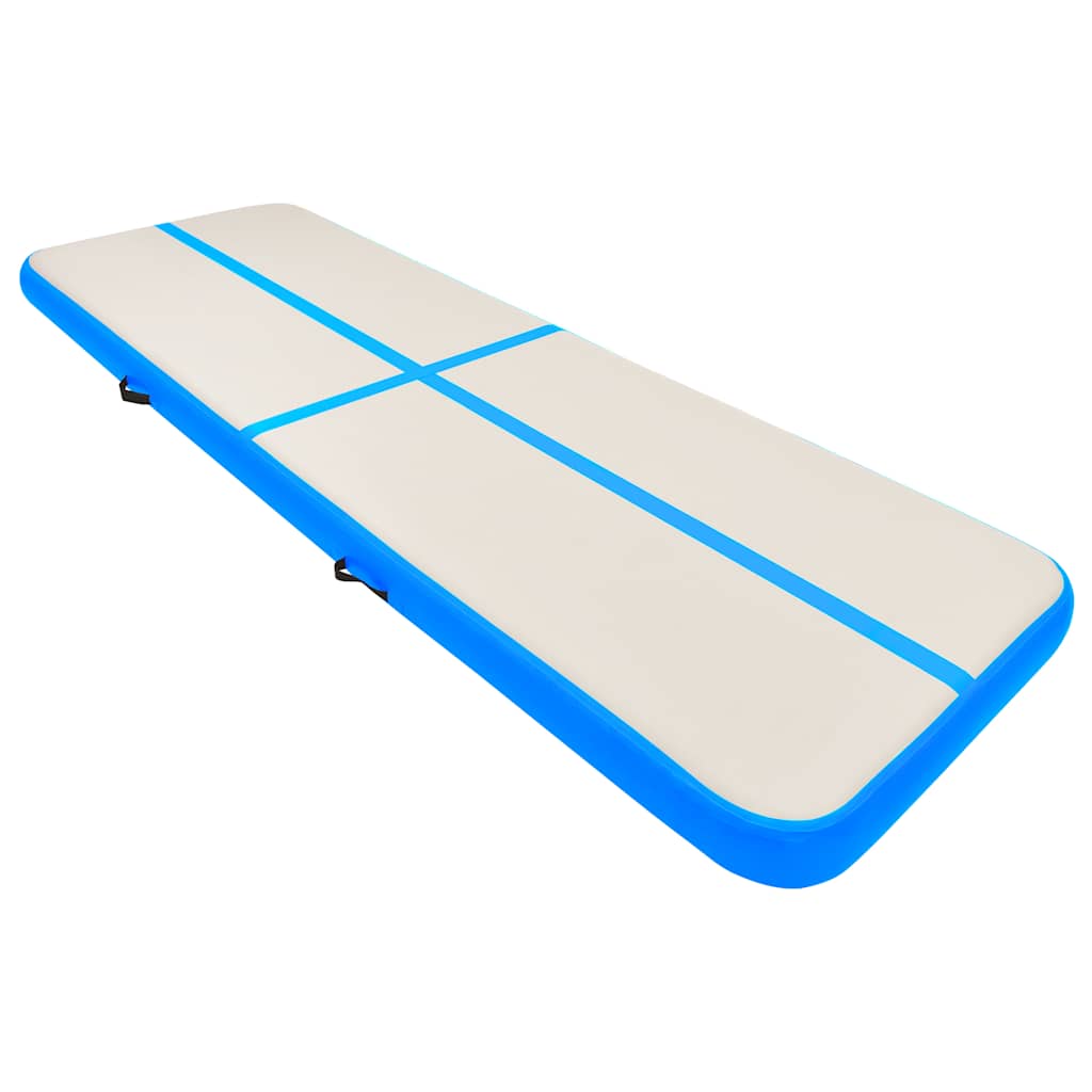 Mat de gymnastique Vidaxl avec pompe gonflable 500x100x20 cm en PVC bleu