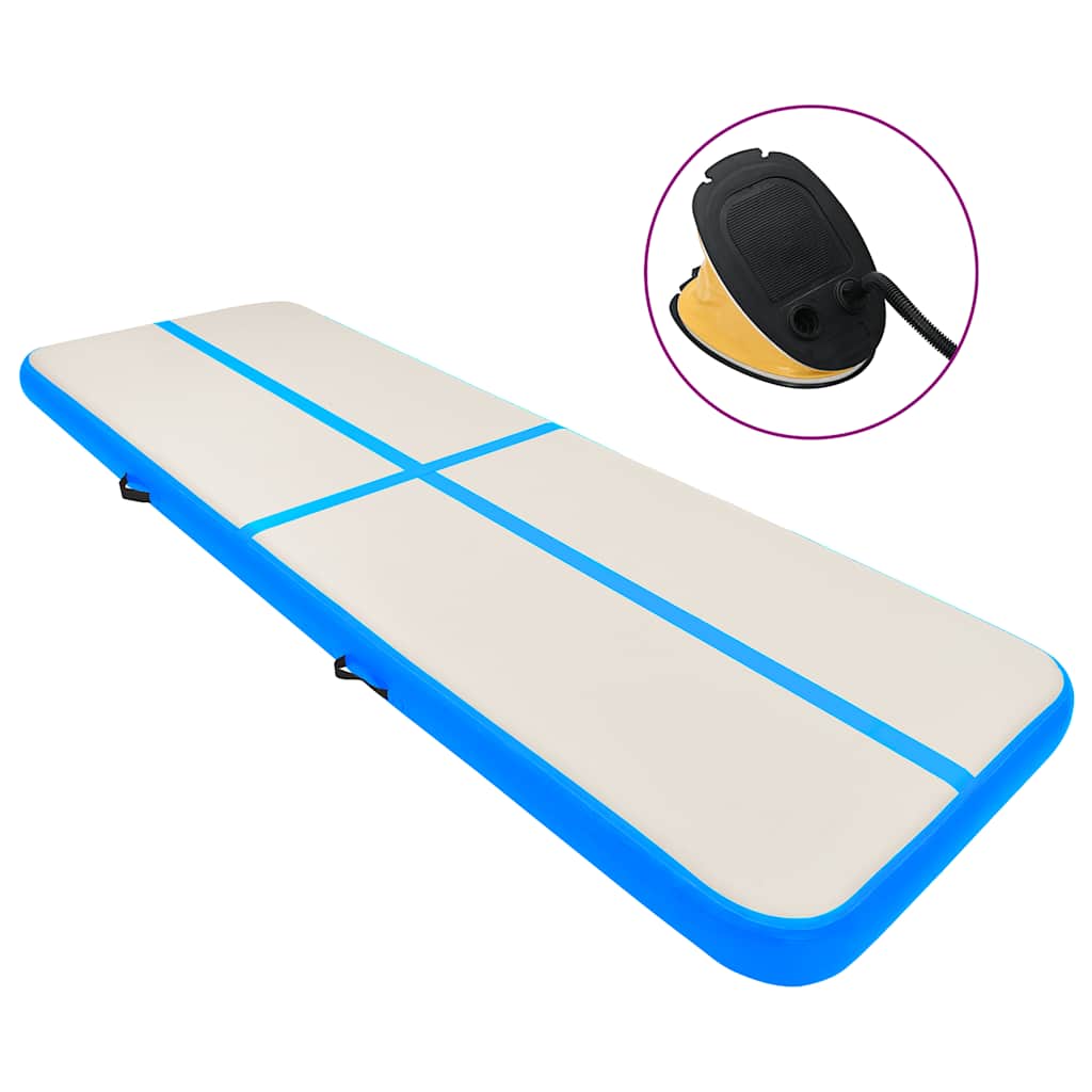 Mat de gymnastique Vidaxl avec pompe gonflable 600x100x20 cm en PVC bleu