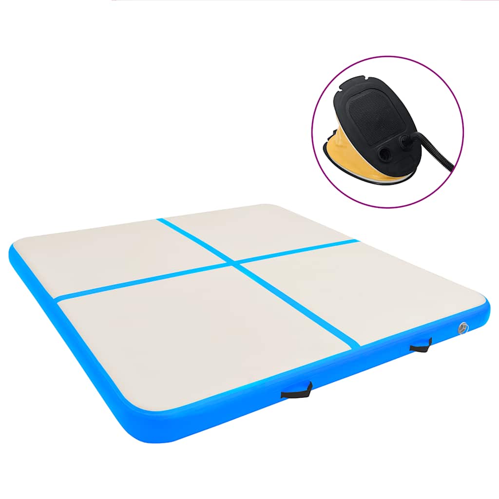 Mat de gymnastique Vidaxl avec pompe gonflable 200x200x10 cm PVC bleu