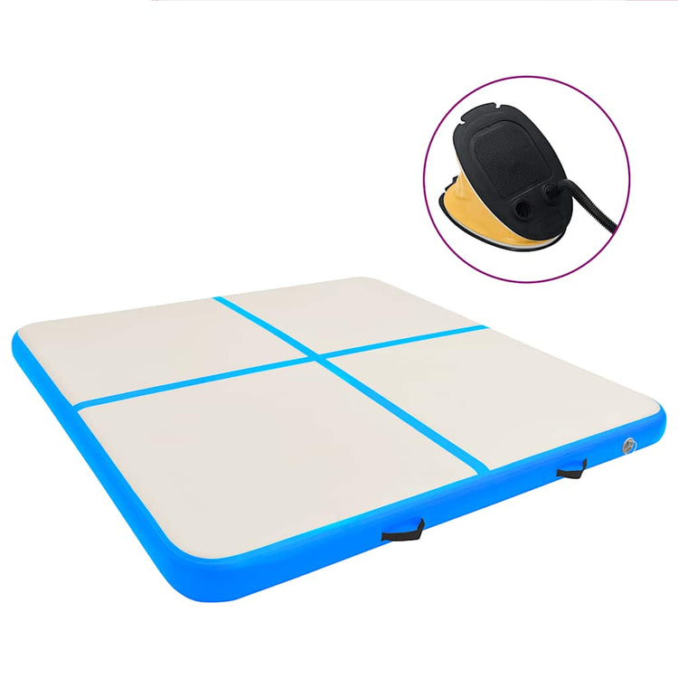 Mat de gymnastique Vidaxl avec pompe gonflable 200x200x10 cm PVC bleu