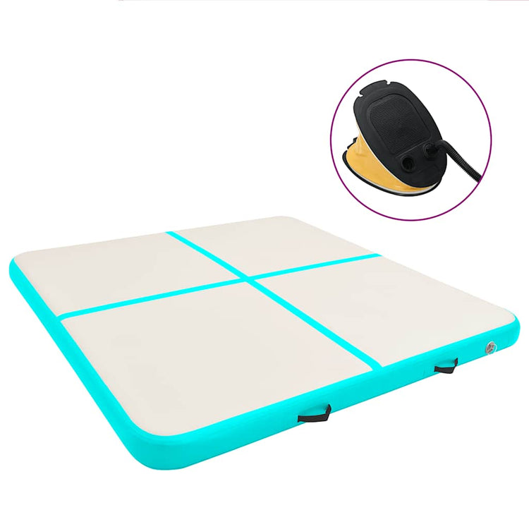 Mat de gymnastique Vidaxl avec pompe gonflable 200x200x10 cm en PVC vert