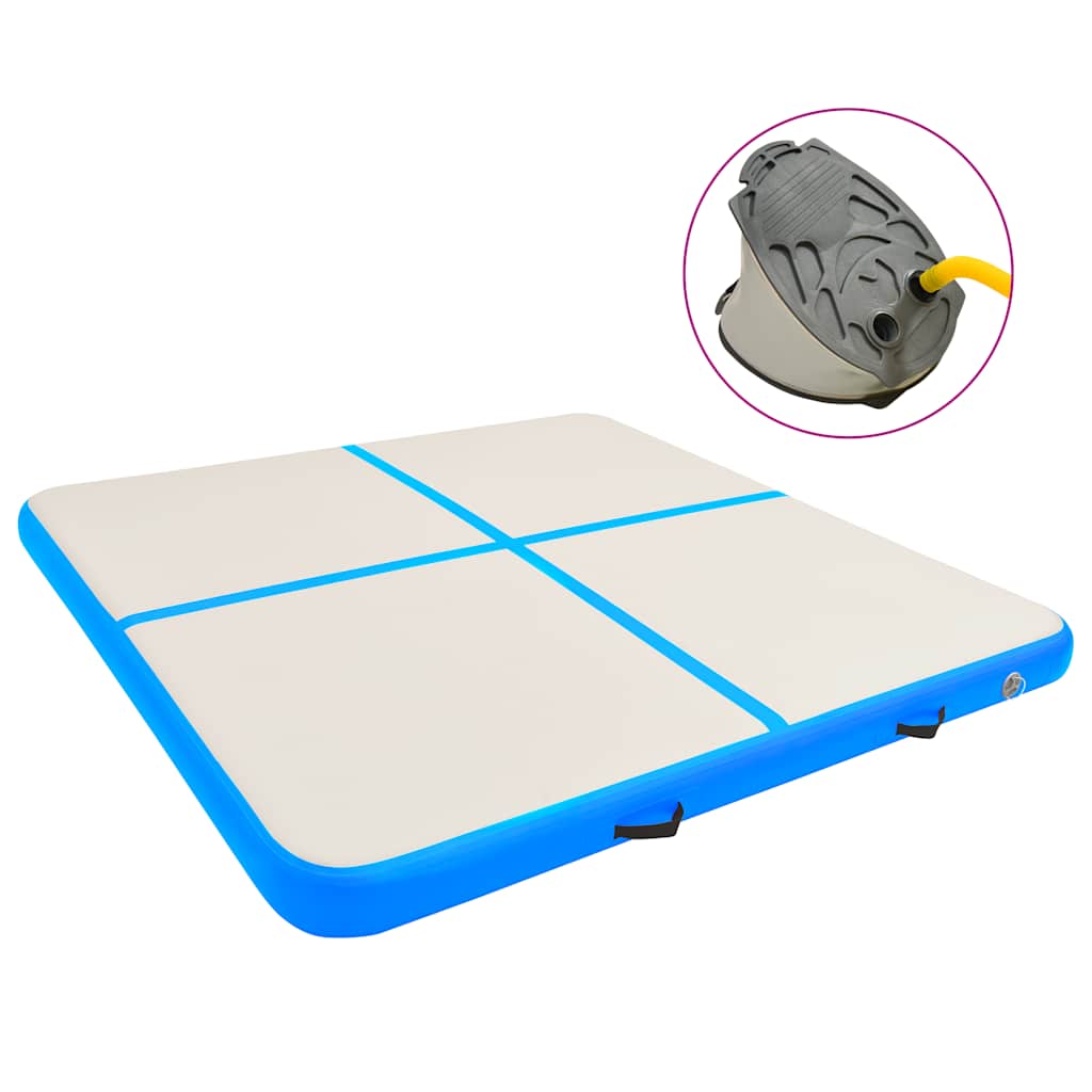Mat de gymnastique Vidaxl avec pompe gonflable 200x200x15 cm en PVC bleu