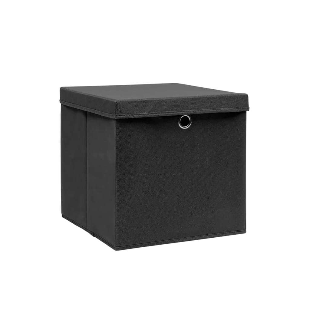 Boîtes de stockage Vidaxl avec couvercle 4 PCS 28X28X28 cm noir