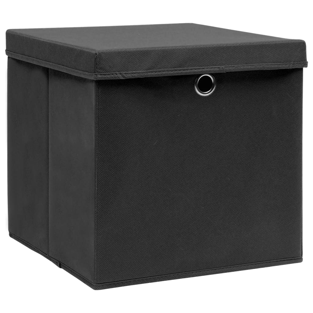 Boîtes de stockage Vidaxl avec couvercle 4 PCS 28X28X28 cm noir