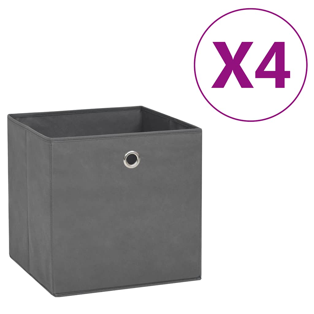 Boîtes de rangement Vidaxl 4 PCS 28X28X28 CM GREN EN TISSAUX NON TIVÉ