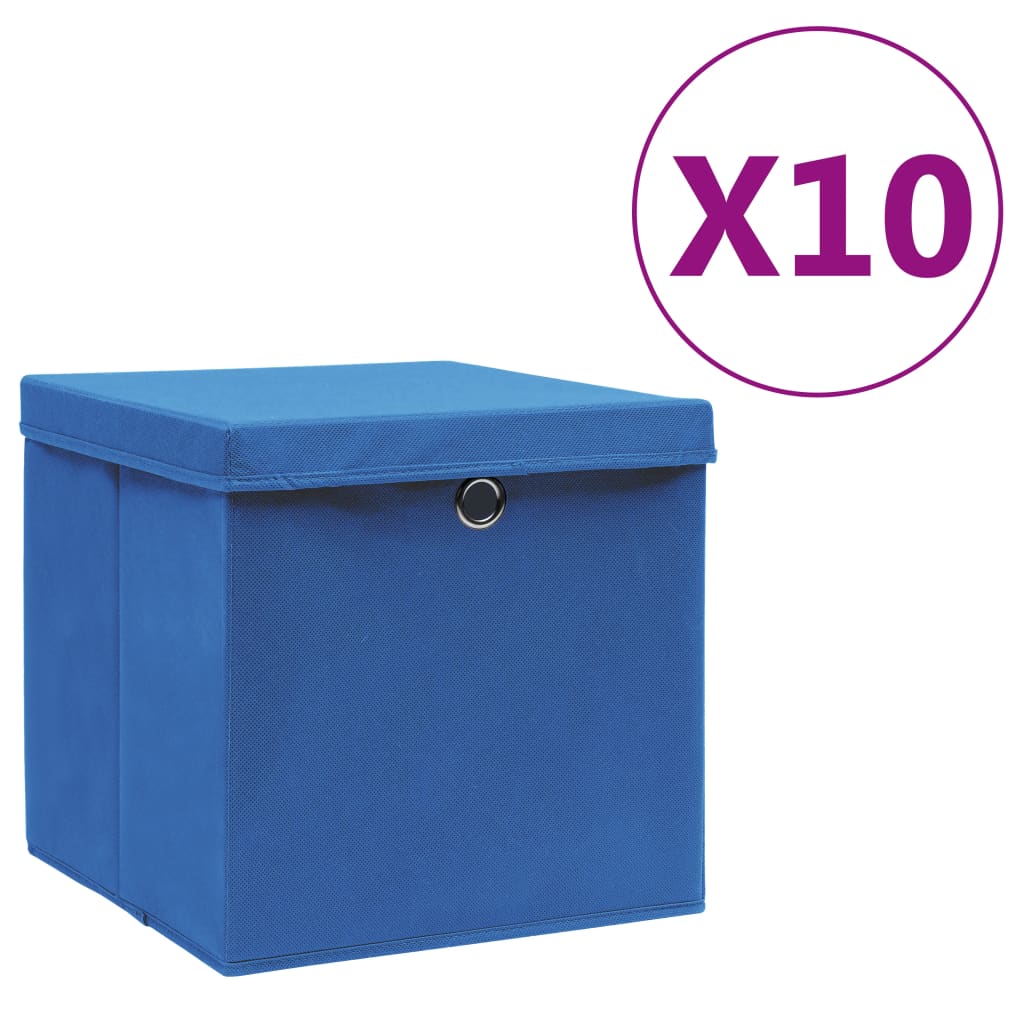 Vidaxx boîtes de rangement avec couvercle 4 pcs 28x28x28 cm bleu