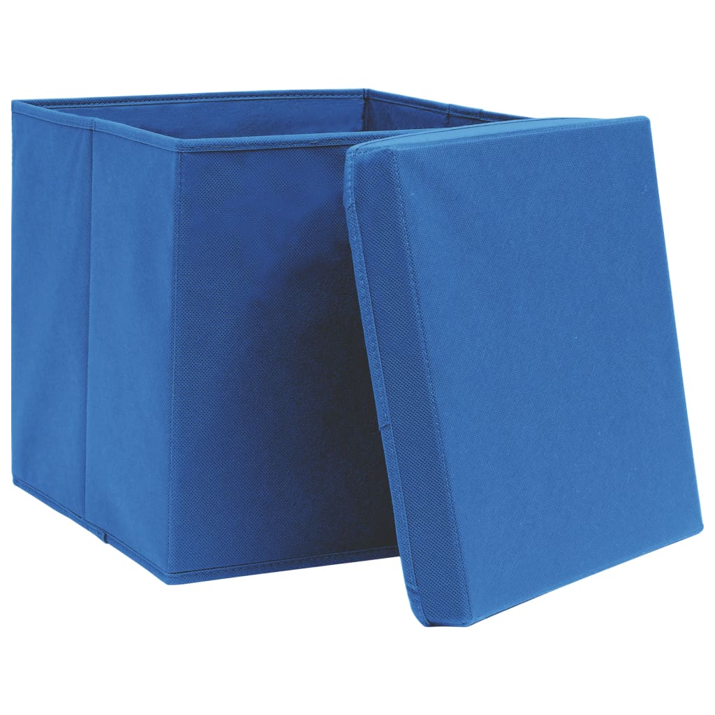 Vidaxx boîtes de rangement avec couvercle 4 pcs 28x28x28 cm bleu