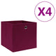 Boîtes de rangement Vidaxl 4 PCS 28X28X28 CM Tissu non tissé rouge foncé