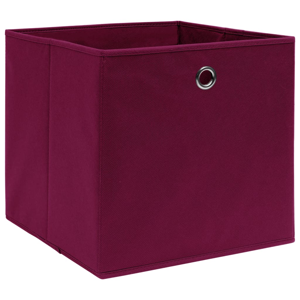 Boîtes de rangement Vidaxl 4 PCS 28X28X28 CM Tissu non tissé rouge foncé