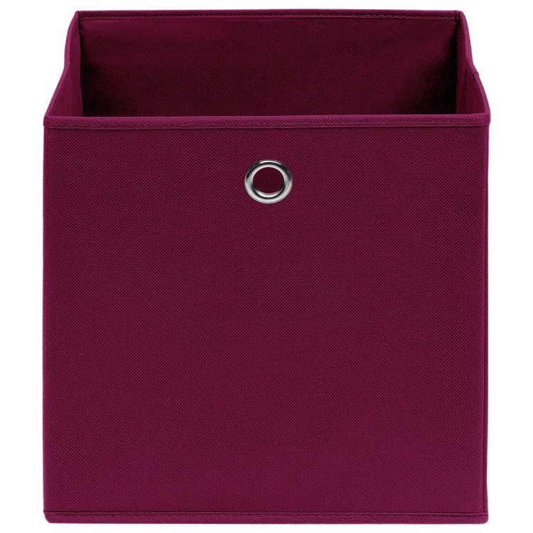 Boîtes de rangement Vidaxl 4 PCS 28X28X28 CM Tissu non tissé rouge foncé