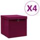 Boîtes de rangement Vidaxl avec couvercle 4 PCS 28x28x28 cm rouge foncé