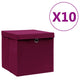 Boîtes de rangement vidaxl avec couvercle 10 ST 28x28x28 cm rouge foncé