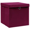 Boîtes de rangement vidaxl avec couvercle 10 ST 28x28x28 cm rouge foncé