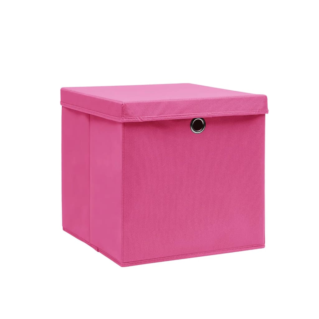 Boîtes de rangement Vidaxl avec couvercle 10 ST 28X28X28 cm rose