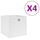 Boîtes de rangement Vidaxl 4 PCS 28X28X28 CM Tissu non tissé blanc