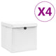 Boîtes de stockage Vidaxl avec couvercle 4 PCS 28x28x28 cm blanc