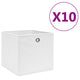 Boîtes de rangement Vidaxl 10 PCS 28X28X28 CM Tissu non tissé blanc