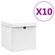 Boîtes de rangement Vidaxl avec couvercle 10 ST 28x28x28 cm blanc