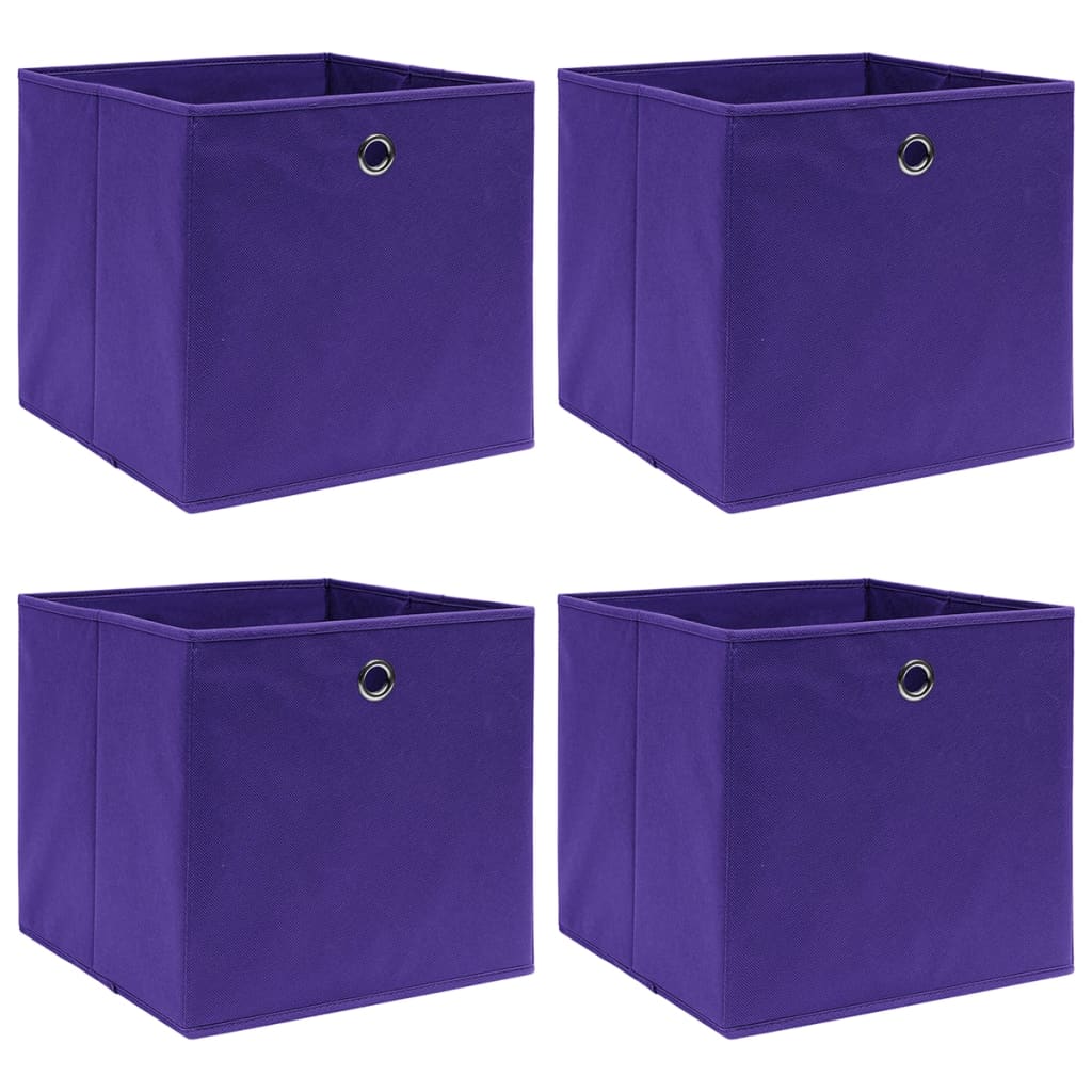 Boîtes de rangement Vidaxl 4 PCS 28X28X28 CM Tissu non tissé violet