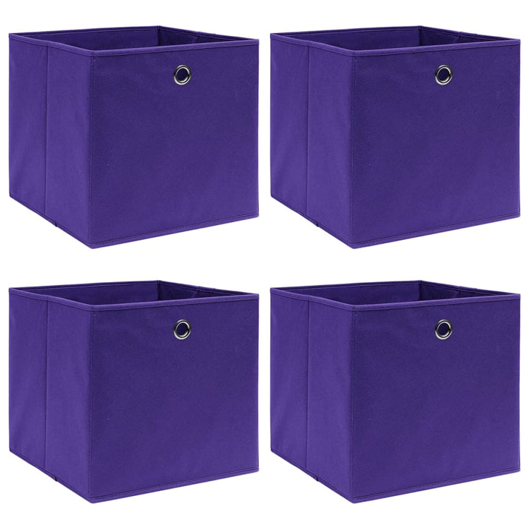 Boîtes de rangement Vidaxl 4 PCS 28X28X28 CM Tissu non tissé violet