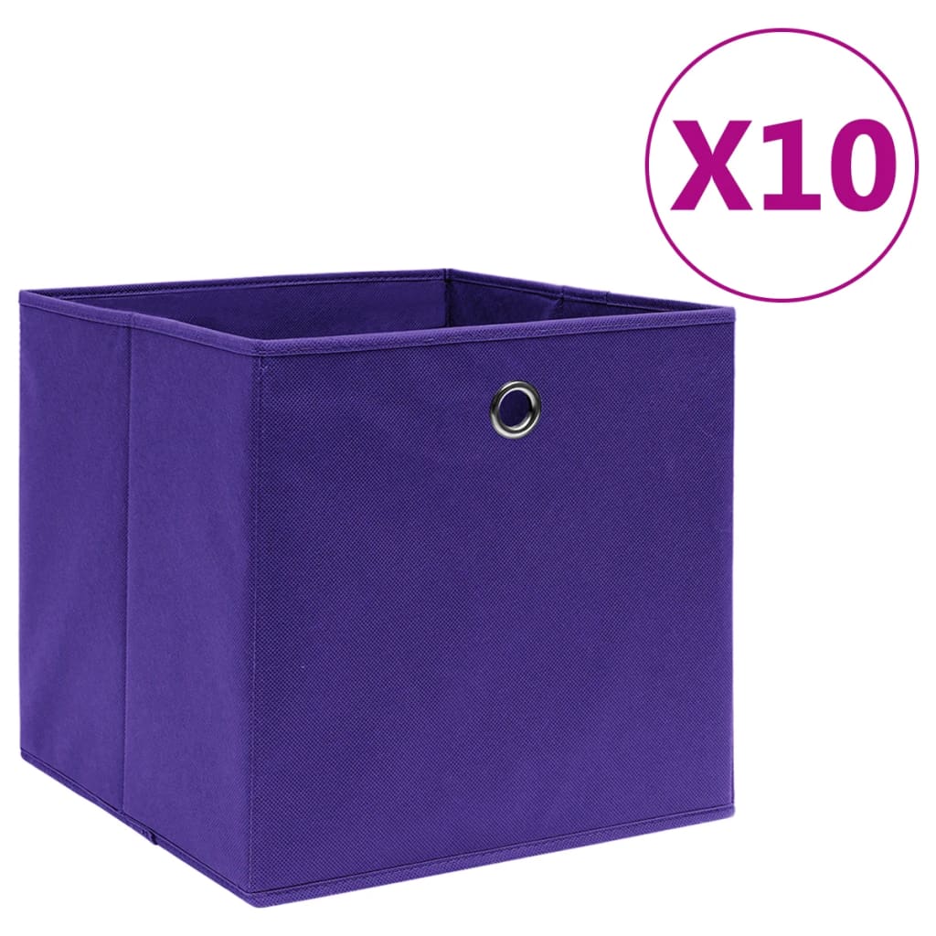 Boîtes de rangement Vidaxl 10 PCS 28X28X28 CM Tissu non tissé violet