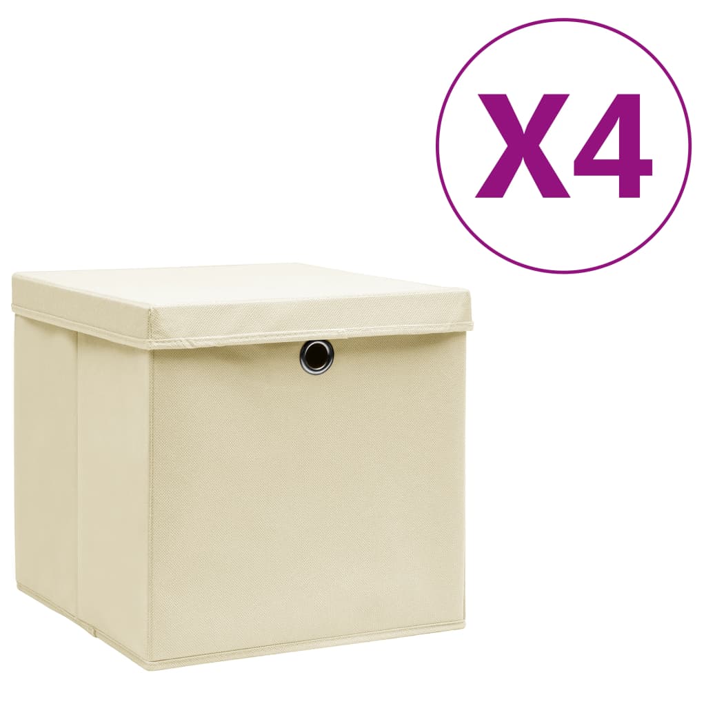 Boîtes de rangement Vidaxl avec couvercle 4 PCS 28X28X28 CM-Color