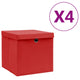 Boîtes de stockage Vidaxl avec couvercle 4 PCS 28x28x28 cm rouge