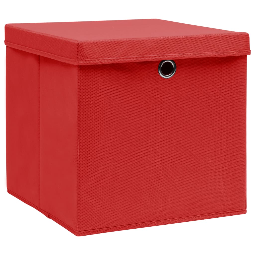Boîtes de stockage Vidaxl avec couvercle 4 PCS 28x28x28 cm rouge