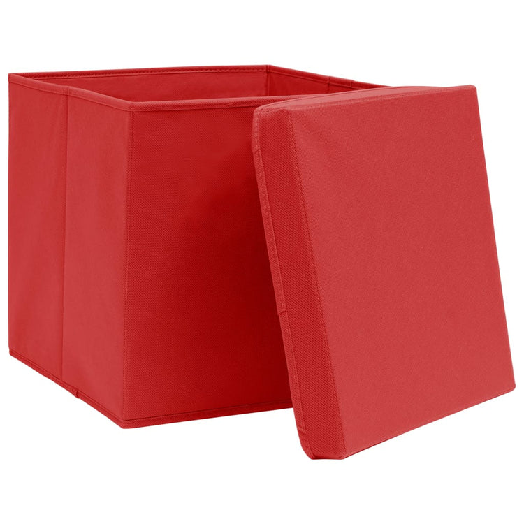Boîtes de stockage Vidaxl avec couvercle 4 PCS 28x28x28 cm rouge