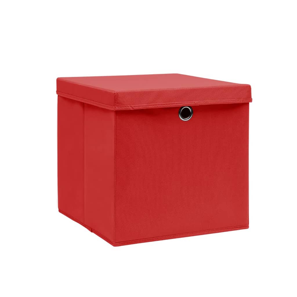 Boîtes de stockage Vidaxl avec couvercle 10 PCS 28x28x28 cm rouge