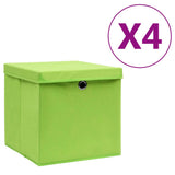 Boîtes de stockage Vidaxl avec couvercle 4 PCS 28x28x28 cm vert - afbeelding 1