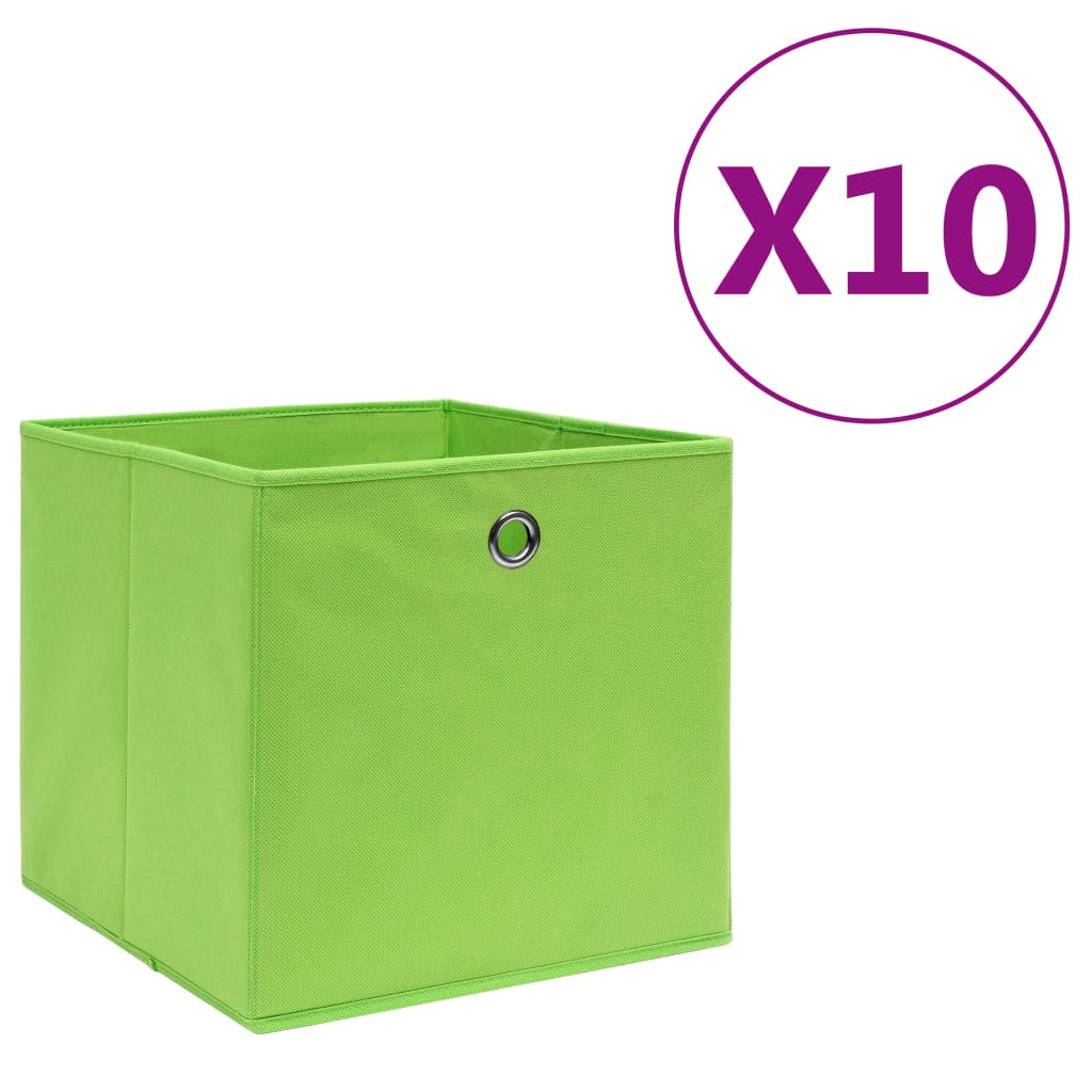 Boîtes de rangement Vidaxl 10 PCS 28X28X28 CM VERT NON VOVÉ