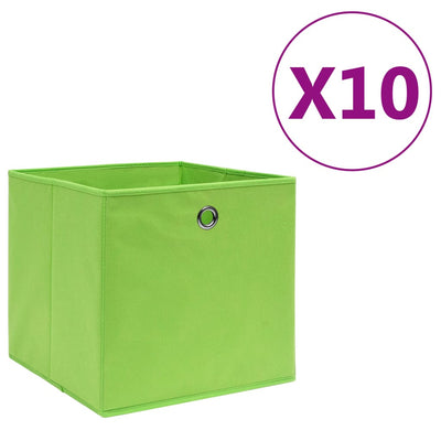 Boîtes de rangement Vidaxl 10 PCS 28X28X28 CM VERT NON VOVÉ