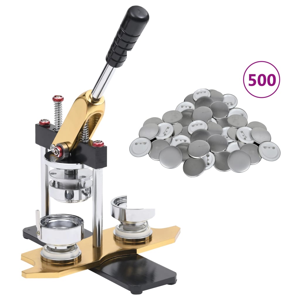 Vidaxl Machine à bouton exécuté Déjeuner avec 500 pièces de bouton ST 37 mm