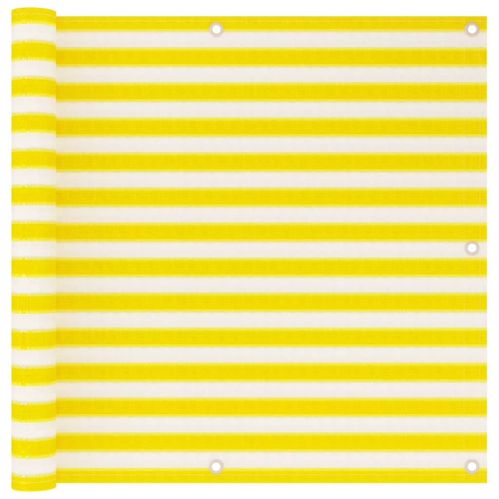 Écran de balcon Vidaxl 90x500 cm HDPE jaune et blanc