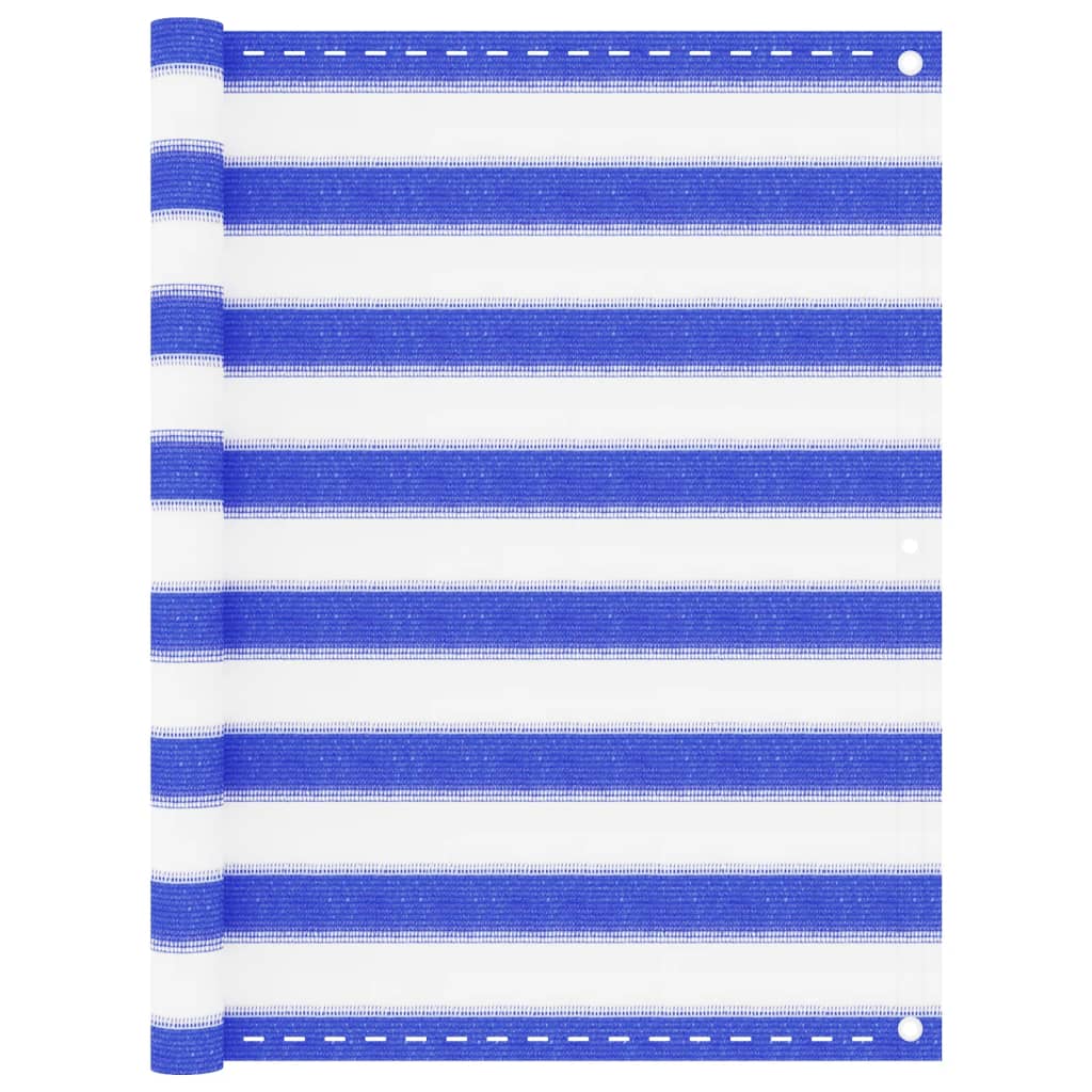 Écran de balcon Vidaxl 90x400 cm Bleu HDPE et blanc