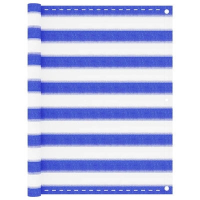 Écran de balcon Vidaxl 90x400 cm Bleu HDPE et blanc