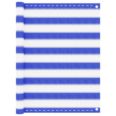 Écran de balcon Vidaxl 90x500 cm Bleu HDPE et blanc
