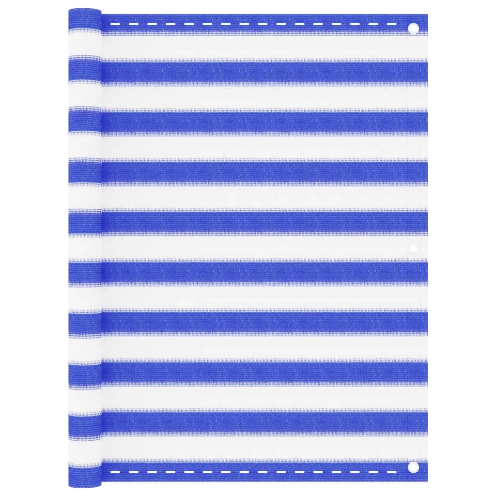Écran de balcon Vidaxl 120x600 cm Bleu HDPE et blanc