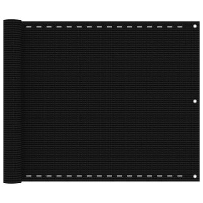 Écran de balcon Vidaxl 75x400 cm Black HDPE