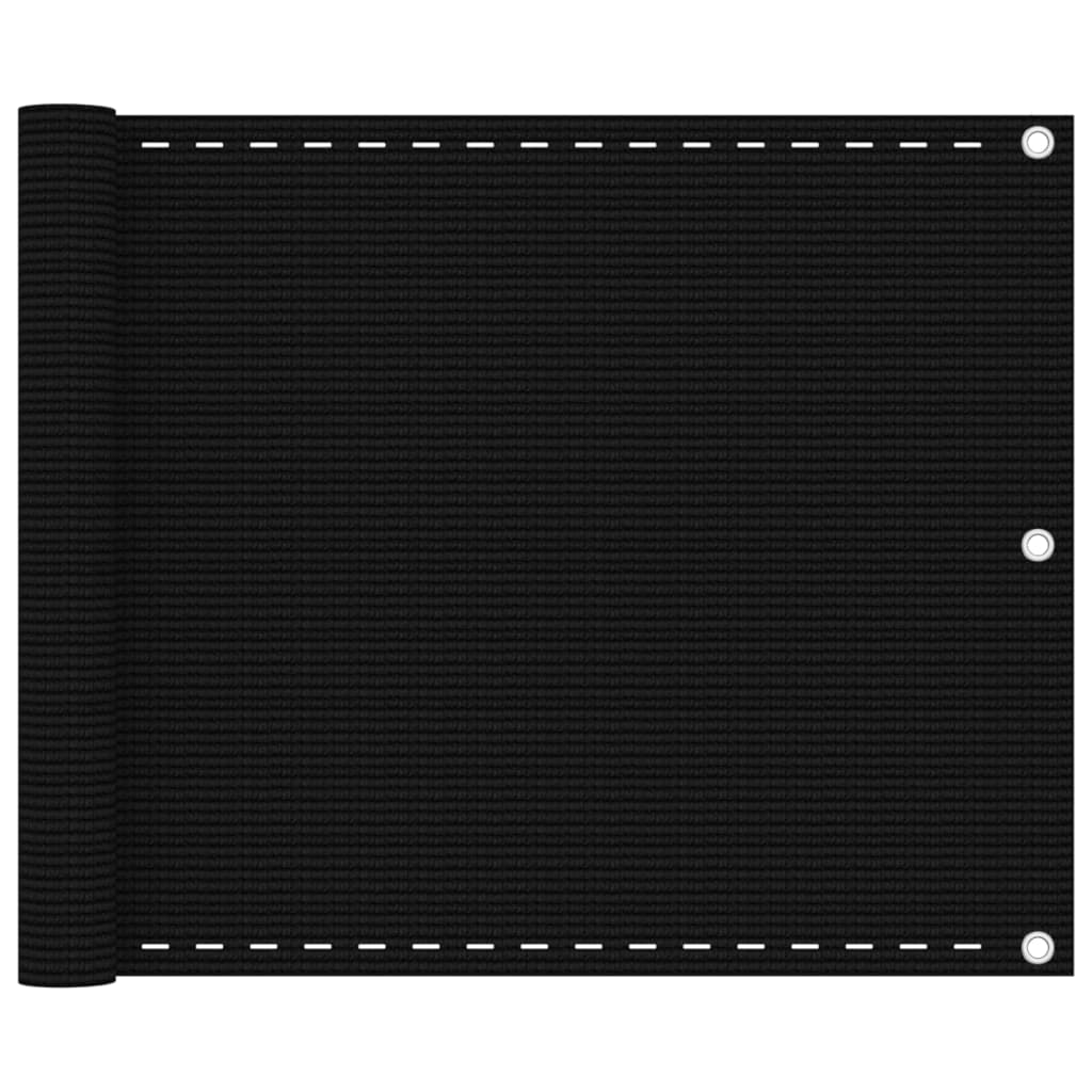 Écran de balcon Vidaxl 75x600 cm Black HDPE