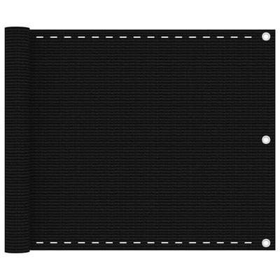 Écran de balcon Vidaxl 75x600 cm Black HDPE
