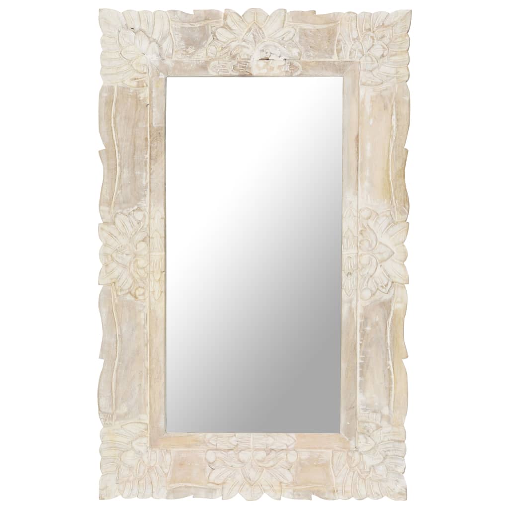 Miroir Vidaxl 80x50 cm Blanc de mangue solide