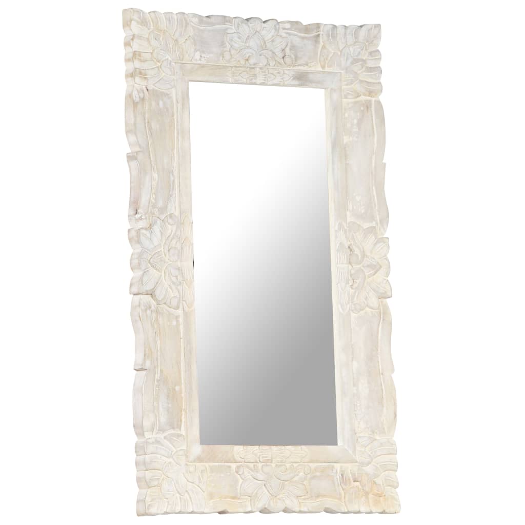 Miroir Vidaxl 80x50 cm Blanc de mangue solide