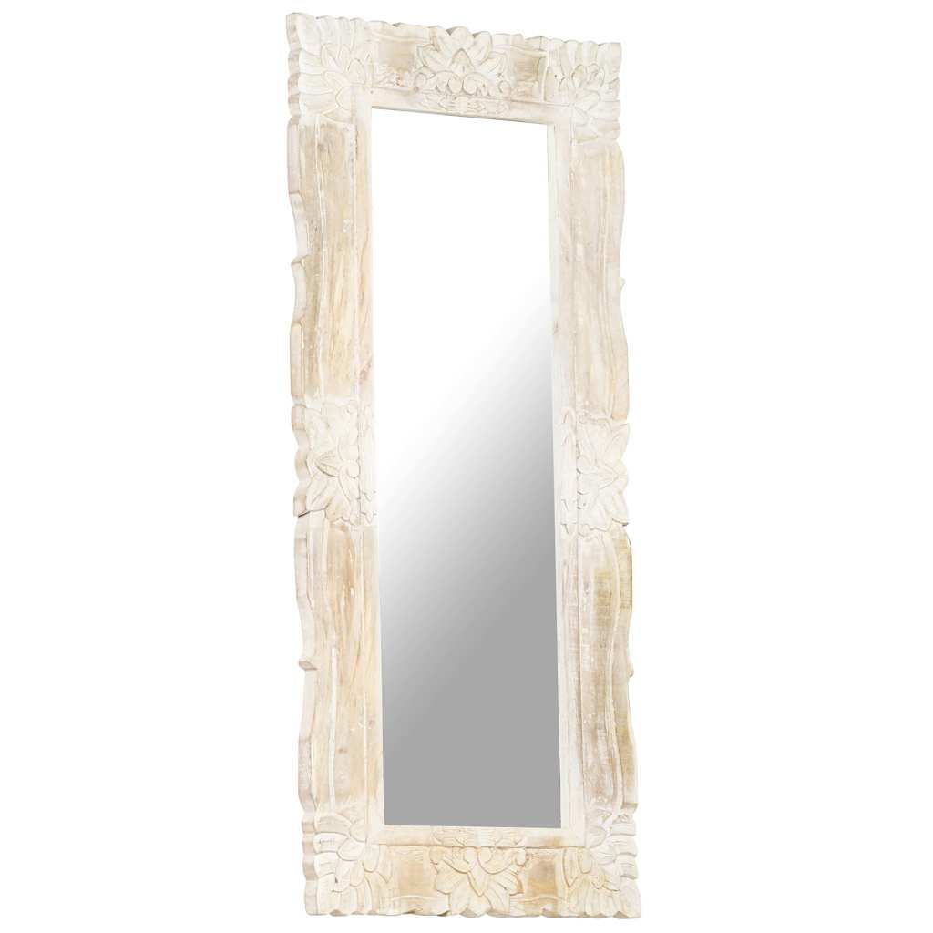 Miroir Vidaxl 110x50 cm Blanc de mangue solide
