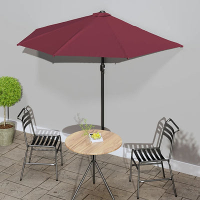 Vidaxl Balcony Parasol Polaire à moitié en aluminium 270x144x222 cm Bordeaux Red