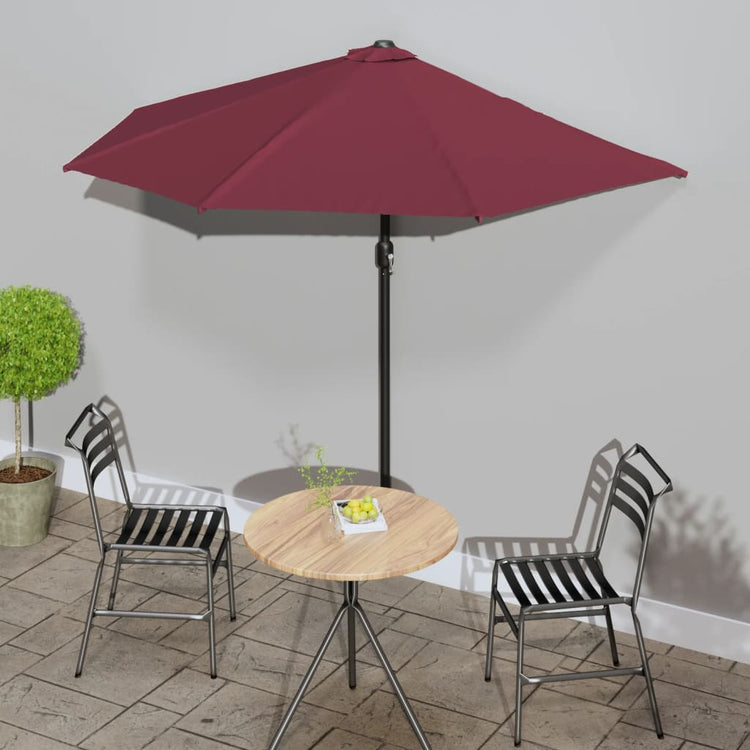 Vidaxl Balcony Parasol Polaire à moitié en aluminium 270x144x222 cm Bordeaux Red